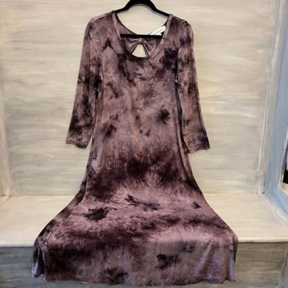 Emma & Michele Purple Tie Dye Long Sleeve Maxi Dress Size Large Good Condition